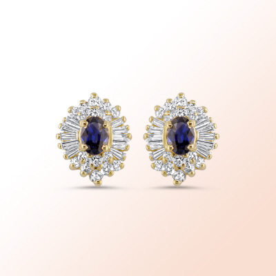 Earrings with colored stones & diamonds