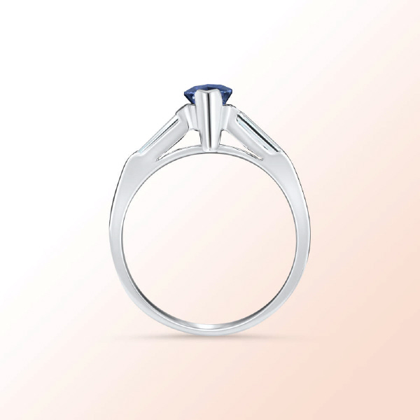 18k. W. Gold Sapphire Diamond Ring