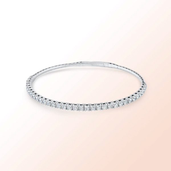 14k. White Gold Flexible Bangle Diamond Bracelet 1.54Ct.