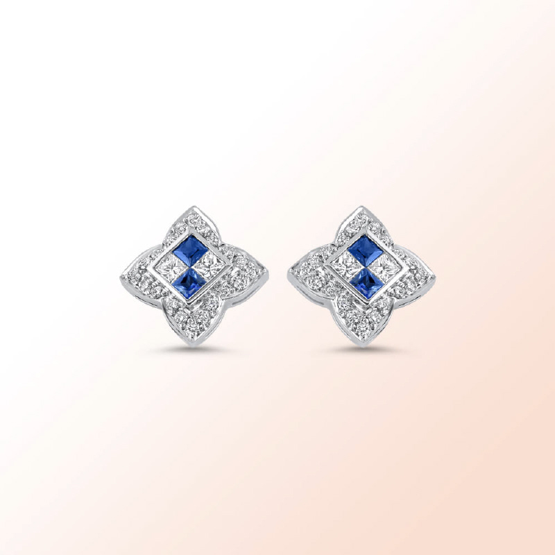 14k.w. Diamond Sapphire Earrings